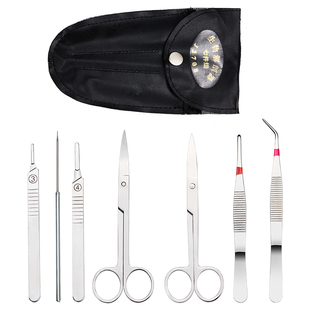 Labshark不锈钢生物解剖盘蜡盘解剖工具剪刀解剖刀组培实验室接种