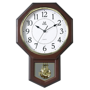 摇摆音乐报时钟大尺寸客厅挂钟八角挂墙钟风水聚财摆动整点敲钟表