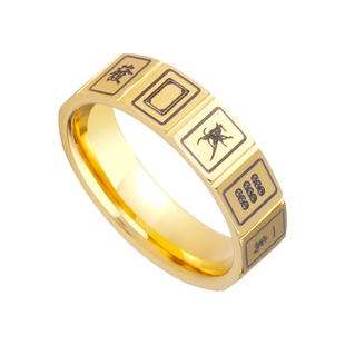 飒雅麻将戒指男士十三幺发财国士无双招财钨金时来运转指环高级感