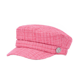 [5折]SeiCarinaY钻扣格子呢贝雷帽新款女粗花呢鸭舌帽复古休闲风