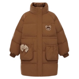 【御寒系列】MINIPEACE 女童羽绒服中长款冬装甜美白鸭绒保暖外套