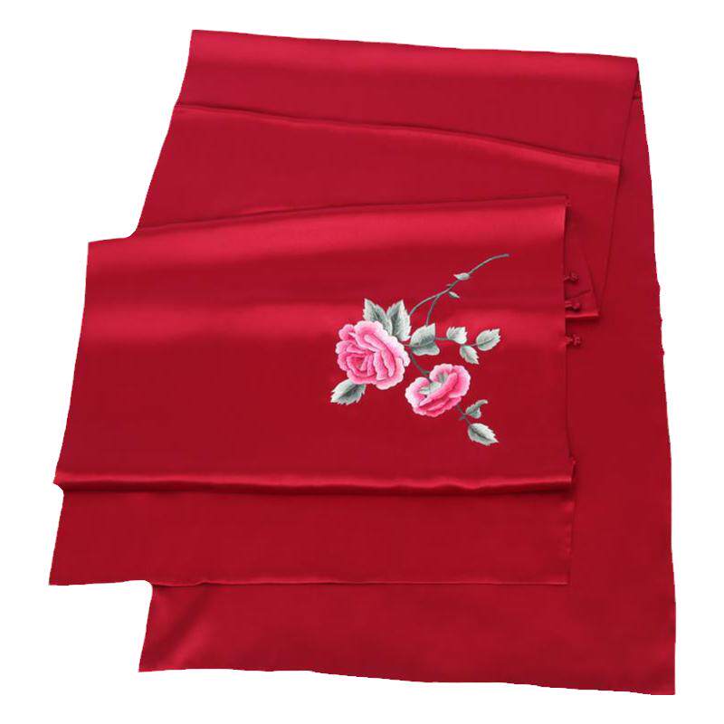 配旗袍酒红色妈妈款结婚礼服披肩