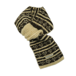 复古费尔岛保暖针织提花围巾女冬季韩系高级感护颈百搭红色围脖潮