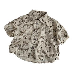 男童夏季衬衫套装2026新款儿童洋气短袖衬衣宝宝韩版休闲裤两件套