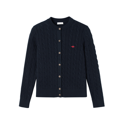 GANT/甘特新款圆领绞花针织开衫