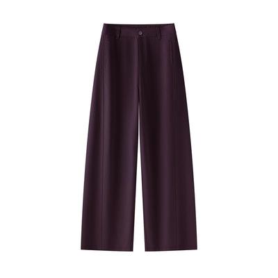 藏青色天丝棉牛仔裤女高腰弯刀裤