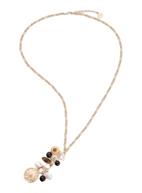 徐若晗同款2025早秋珍珠毛衣链美拉德色系复古时尚百搭流苏项链女