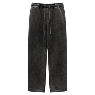 TNMK宽松慵懒垂感加绒加厚直筒宽松卫裤街头水洗炒色休闲运动长裤