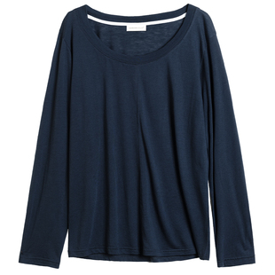 322WORKHOUSE莱赛尔天丝长袖t恤女2025新款早秋薄款针织上衣R733