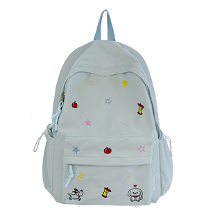 高中生书包女ins小众韩系初中女生高颜值休闲背包女孩刺绣双肩包