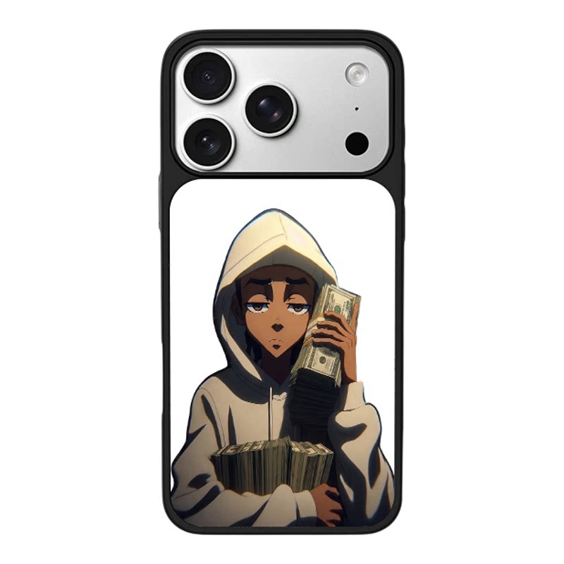 潮酷连帽衫少年美金动漫美式适用于苹果17promax新款手机壳iPhone air/16pro/15plus14玻璃13pro手机套冰感11
