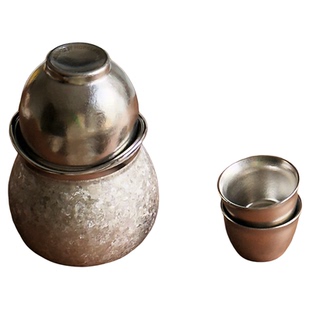 MULLY纯钛泡茶杯福禄旅行便携式户外一壶三杯一人茶具保温葫芦杯