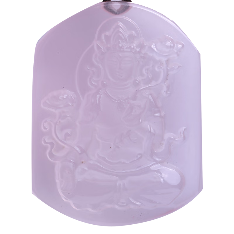 粉水晶菩萨吊坠绿度母项链佛牌