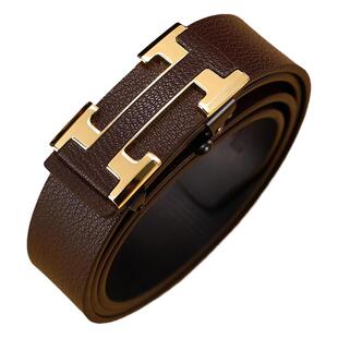 新款高档男士皮带真皮无牙自动扣牛皮腰带中青年商务时尚裤带男潮