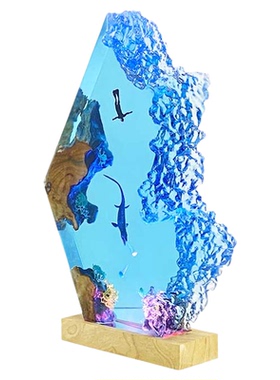 带灯座室内家居饰品实木树脂夜灯