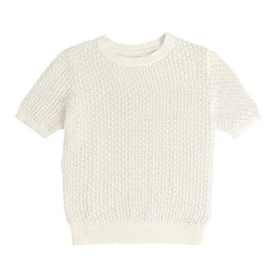 上衣针织春季薄款短袖钉珠装饰