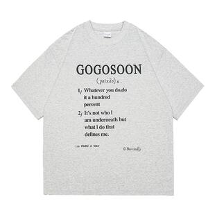 GOGOSOON夏季新款短袖T恤男生300g全棉美式字母印花情侣半袖潮流Q