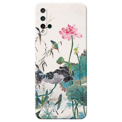 翠鸟荷花适用华为中国风手机壳