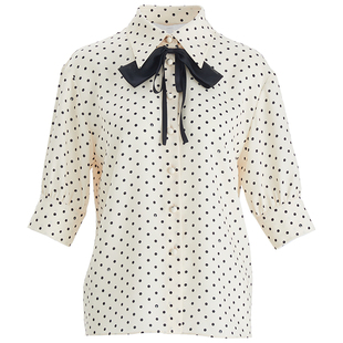 OBEG欧碧倩复古波点短袖衬衫女夏淑女气质法式浪漫小上衣10482036