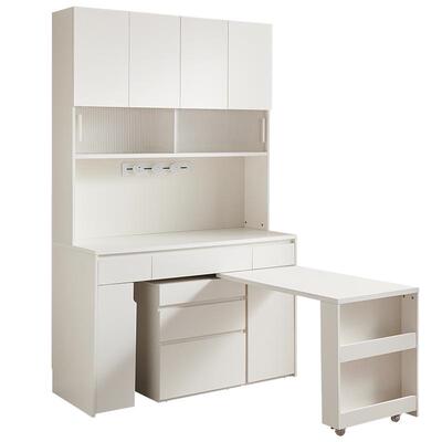 全友家居奶油风墙储物柜折叠餐桌