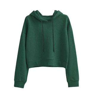 纯色短款卫衣女ins潮酷2025春秋新款宽松高腰连帽套头薄款长袖