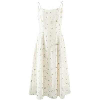 小碎花吊带连衣裙藏肉A字摆