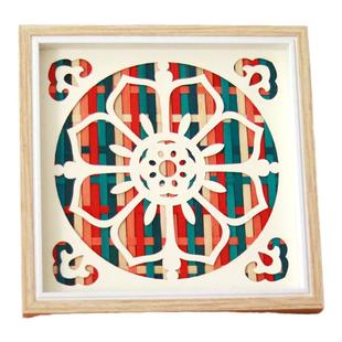 非遗竹编画diy材料包敦煌藻井图案传统文化活动团建礼物亲子创意