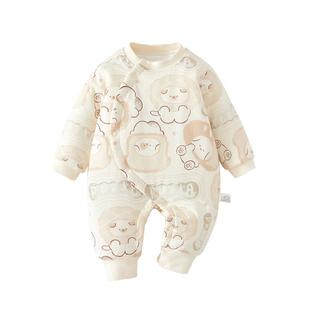 婴儿衣服秋冬夹棉连体衣冬季棉衣加厚宝宝保暖冬装男宝外出穿棉服