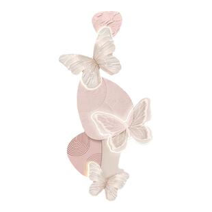 奶油风入户正对门玄关装饰画蝴蝶发光走廊尽头餐客厅led壁灯挂画