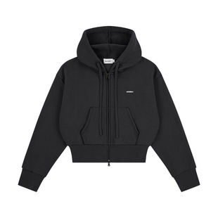 GOODBAI logo织唛连帽抽绳收腰拉链长袖卫衣