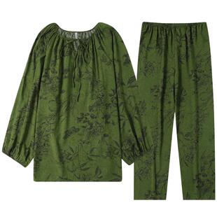 女士棉绸睡衣女款2026新款国风新中式家居服女式夏季长袖绵绸套装