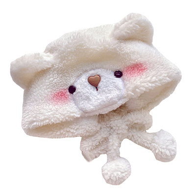 可爱腮红小熊帽子加厚毛绒保暖帽