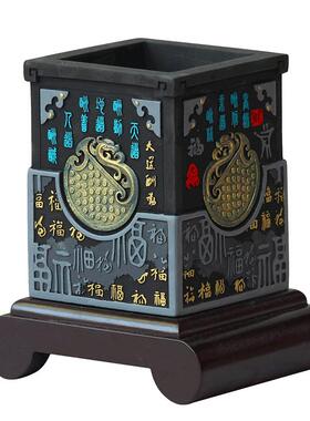 集里雅韵活性炭励志笔筒办公摆件