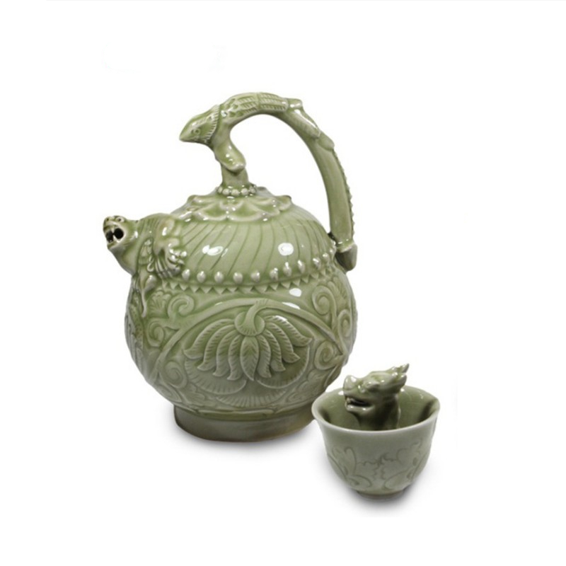 网红抖音公道杯 九龙陶瓷酒杯贪心杯 同款龙头青龙公道杯虹吸原理