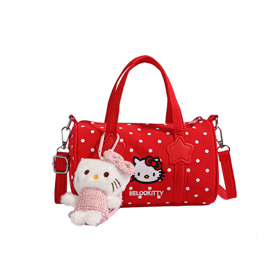 红色波点凯蒂猫可爱手提斜挎包