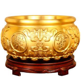 招财摆件家用旺宅生财黄铜聚宝盆生意人家里客厅财位店里店内聚财