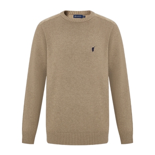 POLOWALK圆领针织衫男士秋冬套头百搭经典款上衣内搭毛衣男款