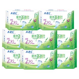 ABC卫生巾女澳洲茶树夜用420mm棉柔姨妈组合装整箱官方旗舰店正品