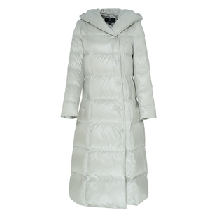 IDPAN冬季女装新款休闲通勤修身显瘦连帽长款白鸭绒羽绒服女