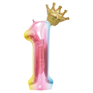数字气球40寸渐变2026跨年皇冠气球套装儿童周岁生日派对装饰拍照