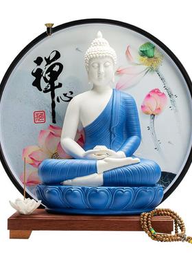 陶瓷居家供奉禅意灯摆件东南亚灯