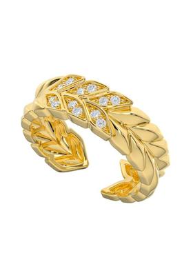 喜珠阁【Grow生长】麦穗双层麦叶戒指银黄开口戒女款配饰