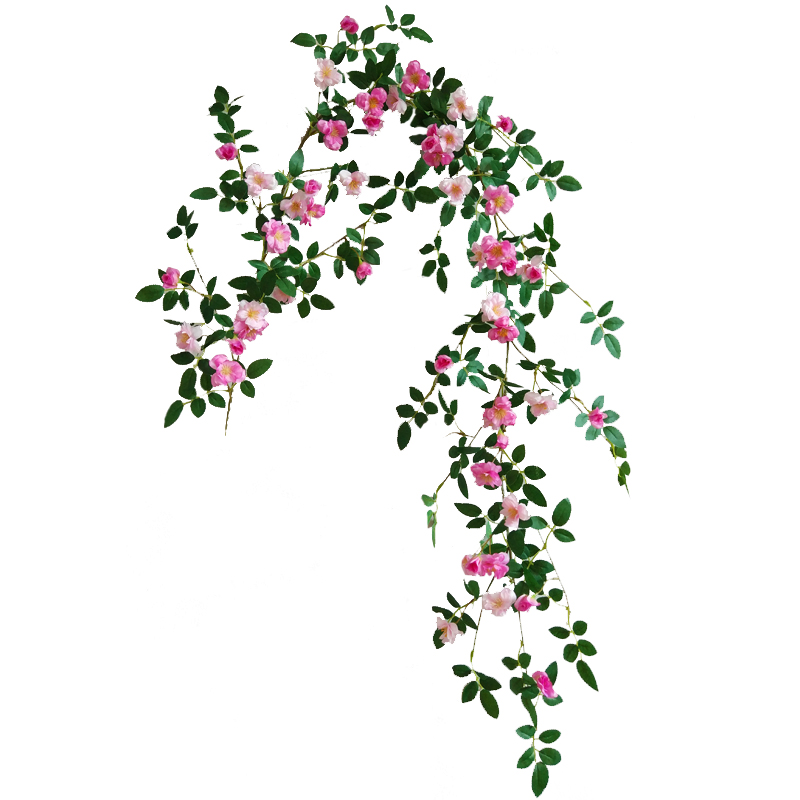 仿真蔷薇花玫瑰花藤条假花藤蔓空调管道遮挡装饰塑料花艺墙壁绿植