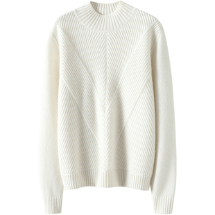 魅力磁场~秋冬半高领羊绒衫女100%纯山羊绒毛衣厚宽松针织打底衫