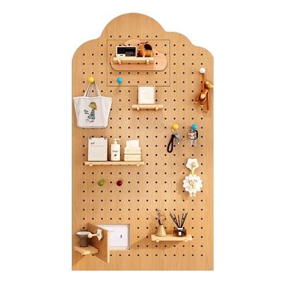 洞洞板置物架实木定制入户造型墙