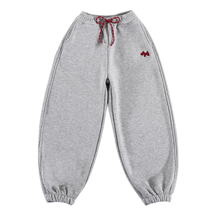 儿童加绒束脚卫裤冬季新款女童宽松哈伦裤一体绒加厚休闲运动长裤