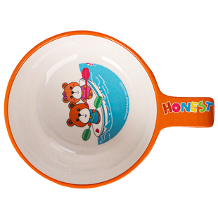 卡通宝宝饭碗家用儿童手柄碗面汤碗水果餐具防摔防烫环保竹纤维