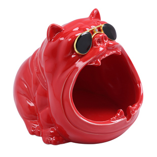 家用可爱卡通狗烟灰缸创意陶瓷大烟缸个性潮流车载防风防飞灰摆件