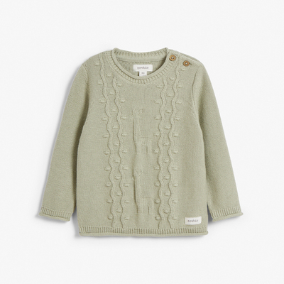 Newbie瑞典童装春秋儿童有机棉长颈鹿花纹编织套头毛衣亲肤保暖