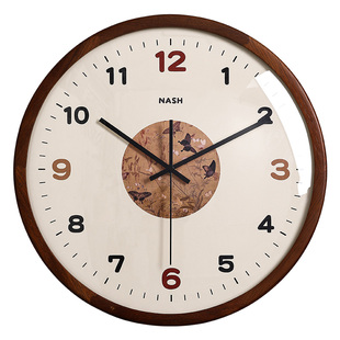 中古风实木挂钟客厅2026新款中式法式复古轻奢创意时钟表挂墙高级